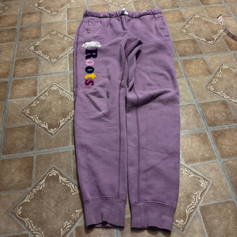 Roots Kids Purple Multi-Color Logo Sweatpants - Size 12 (Fits Women XXS/XS)